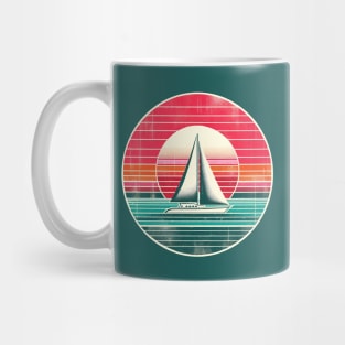 Seventies stripes and sailboat Mug